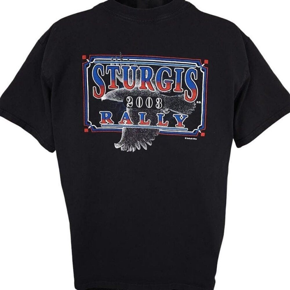 Vintage Sturgis T Shirt Mens Size Large Black Y2K 2003 Black Hills Rally